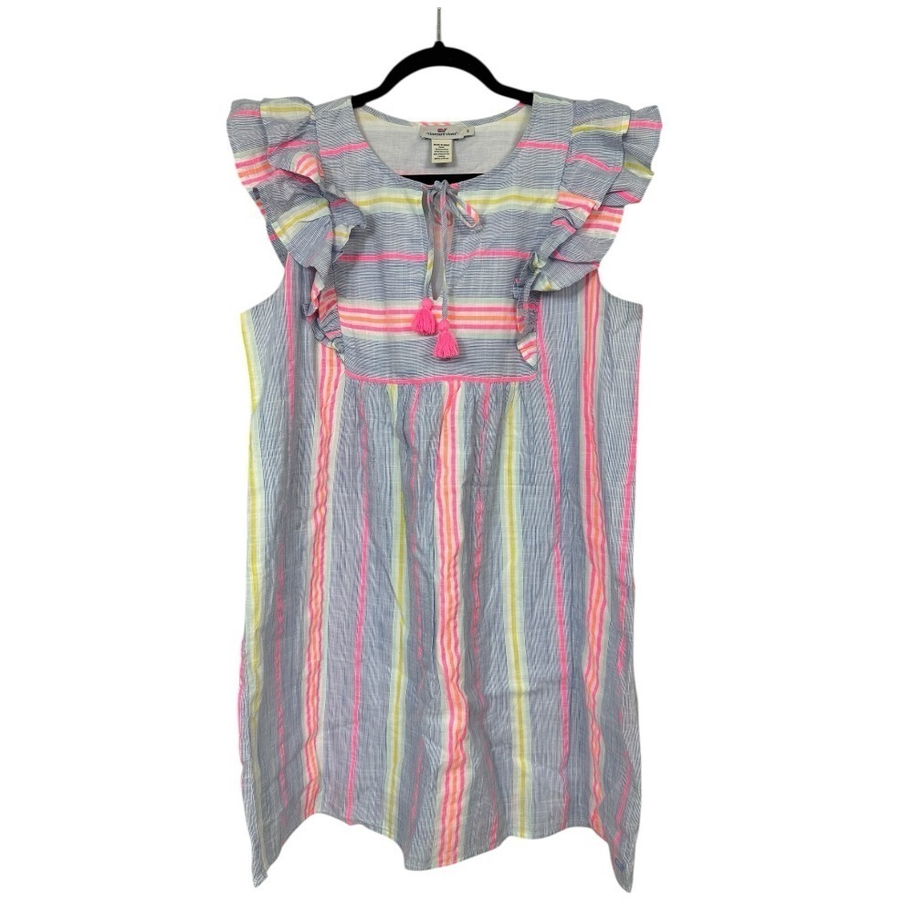 VINEYARD VINES Women’s St Barths Flutter-Sleeve Tunic Cotton Dress-Size Small